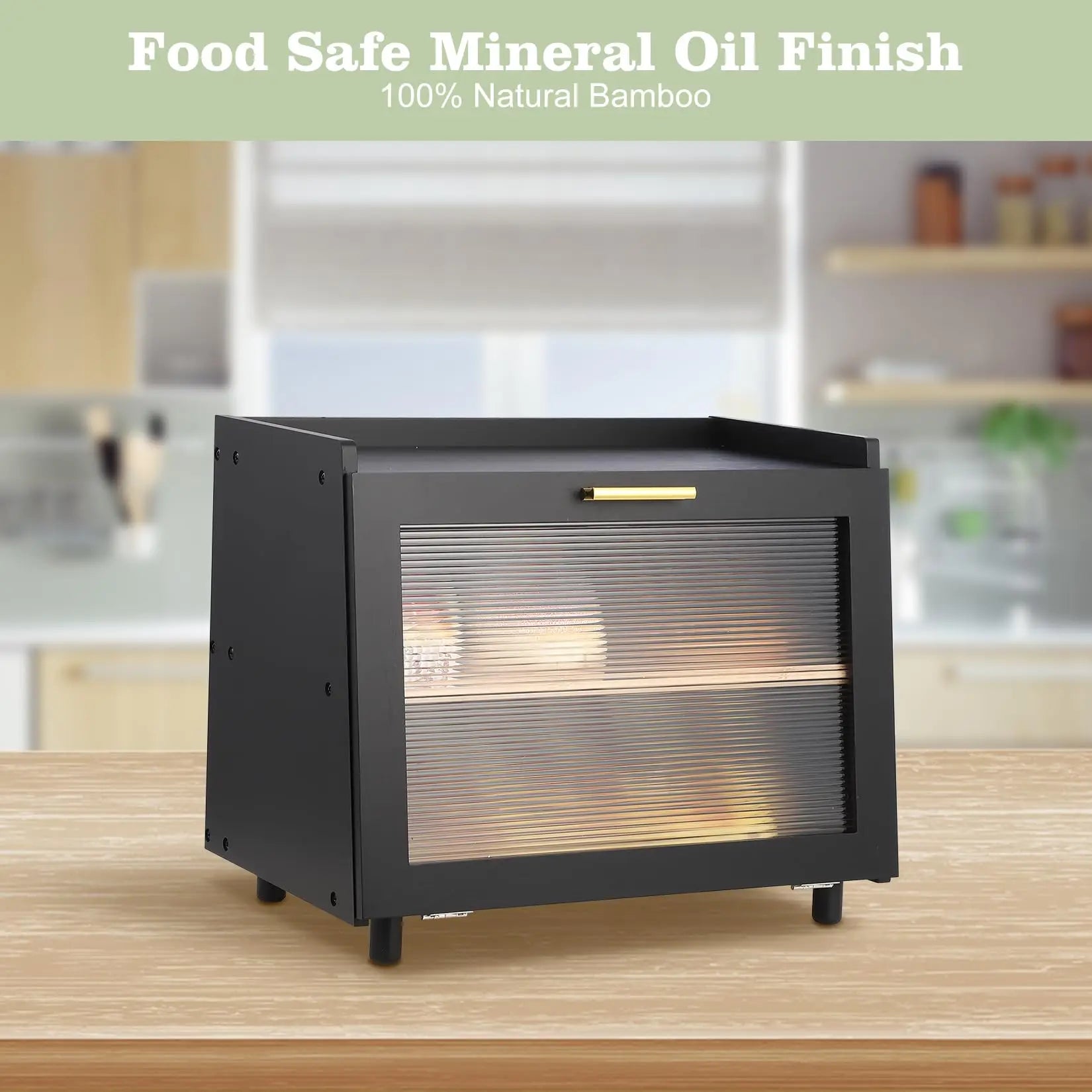 Double Layer Bamboo Bread Box for  Kitchen Counter Storage