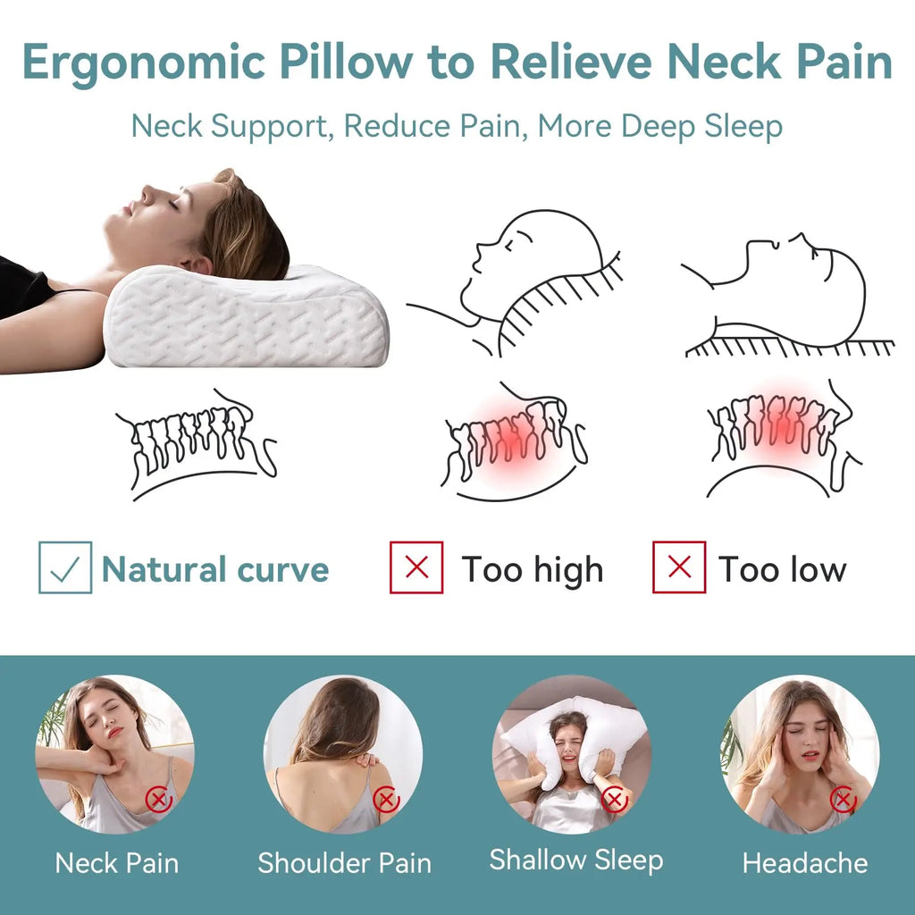 1 PC  Memory Foam Pillow for Neck Pain Relief, Adjustable Contour  for Side Sleepers