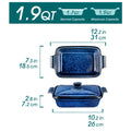 3.8L Blue Stoneware  Casserole Baking Dish with Lid Large Lasagna Pan,  Microwave Safe