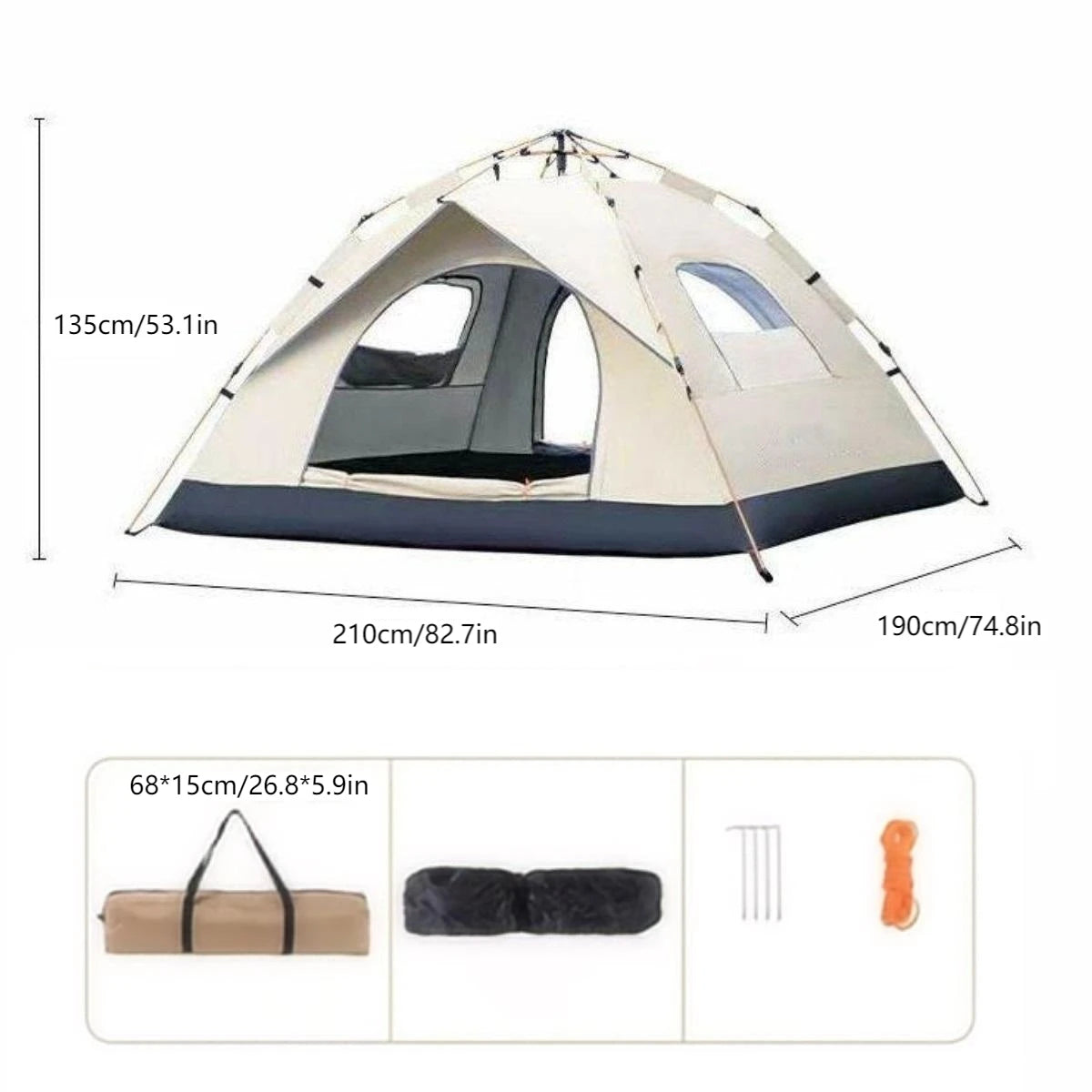 Outdoor Shelter Sunshade Self-Driving Travel Camping Tent Reactive   Two Doors and Two Windows