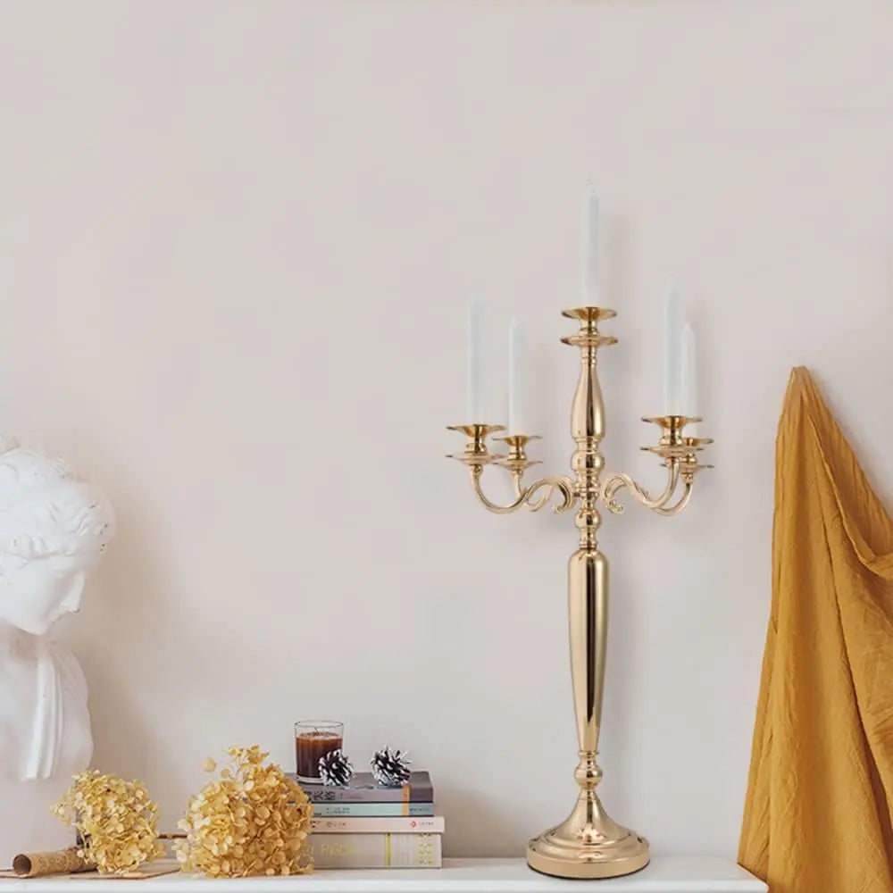 4Pcs 5 Arm Gold Candelabra  Metal Candlestick Holder(28 Inch Tall)