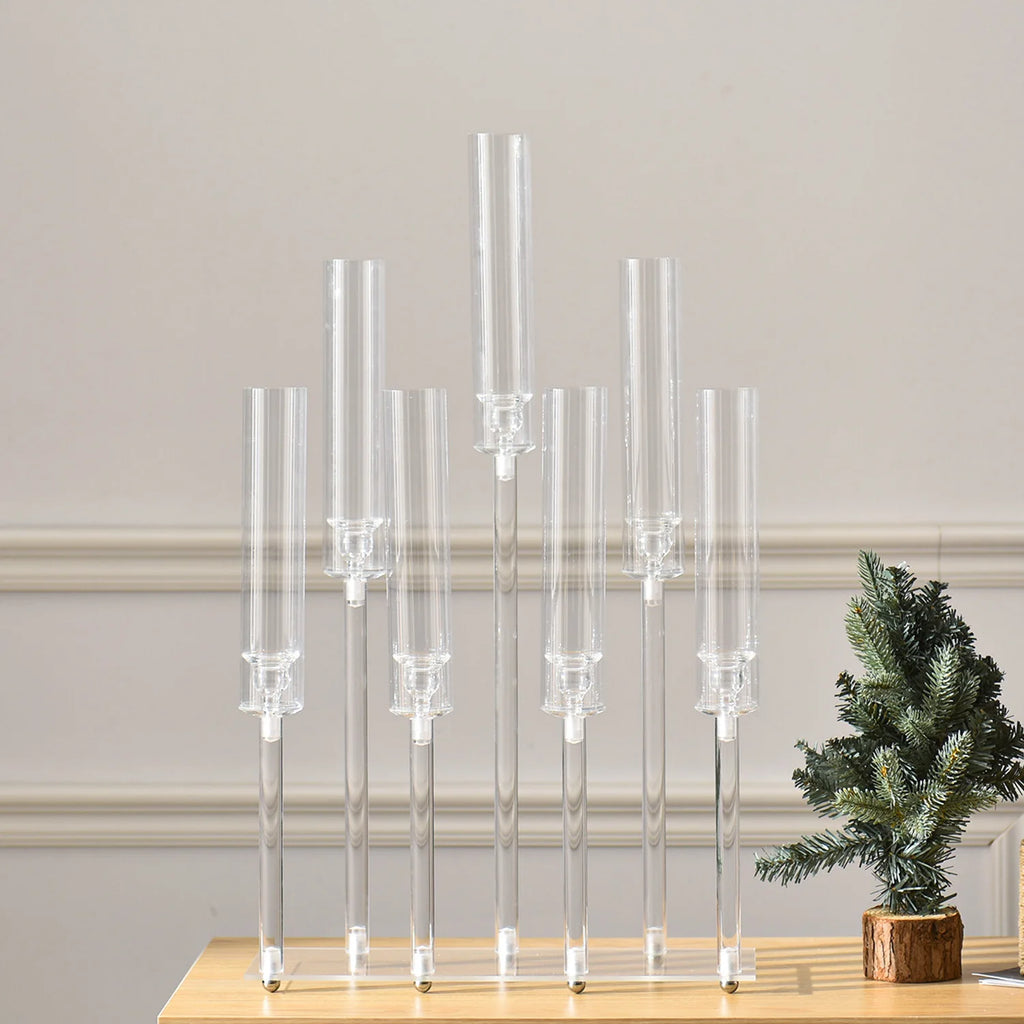 4pcs 7-Arm Acrylic Candlestick Clear  26.5 Inch Tall
