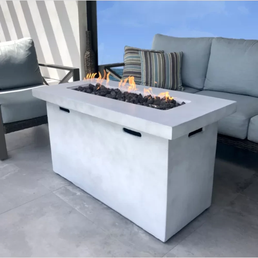 25" H x 42" W Fiber Reinforced Concrete Propane Outdoor Fire Pit Table