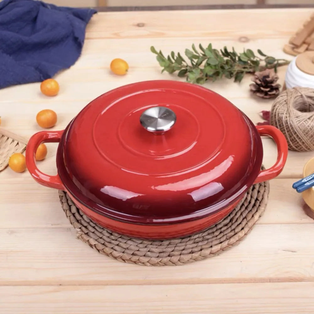 4.5L  Cast Iron Dutch Oven Pot with Lid & Dual Handles for Baking & Cooking