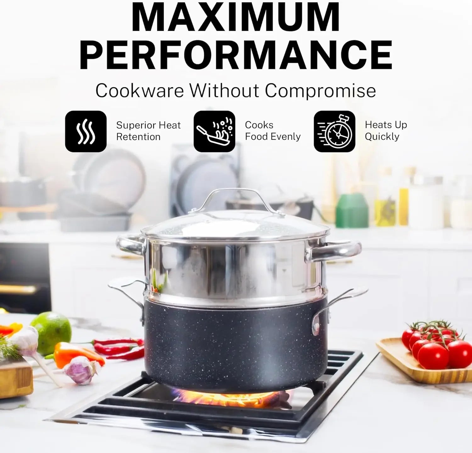 20 Pc  Non Stick Cookware Set , Bakeware, Steamer, Cooking Utensils,