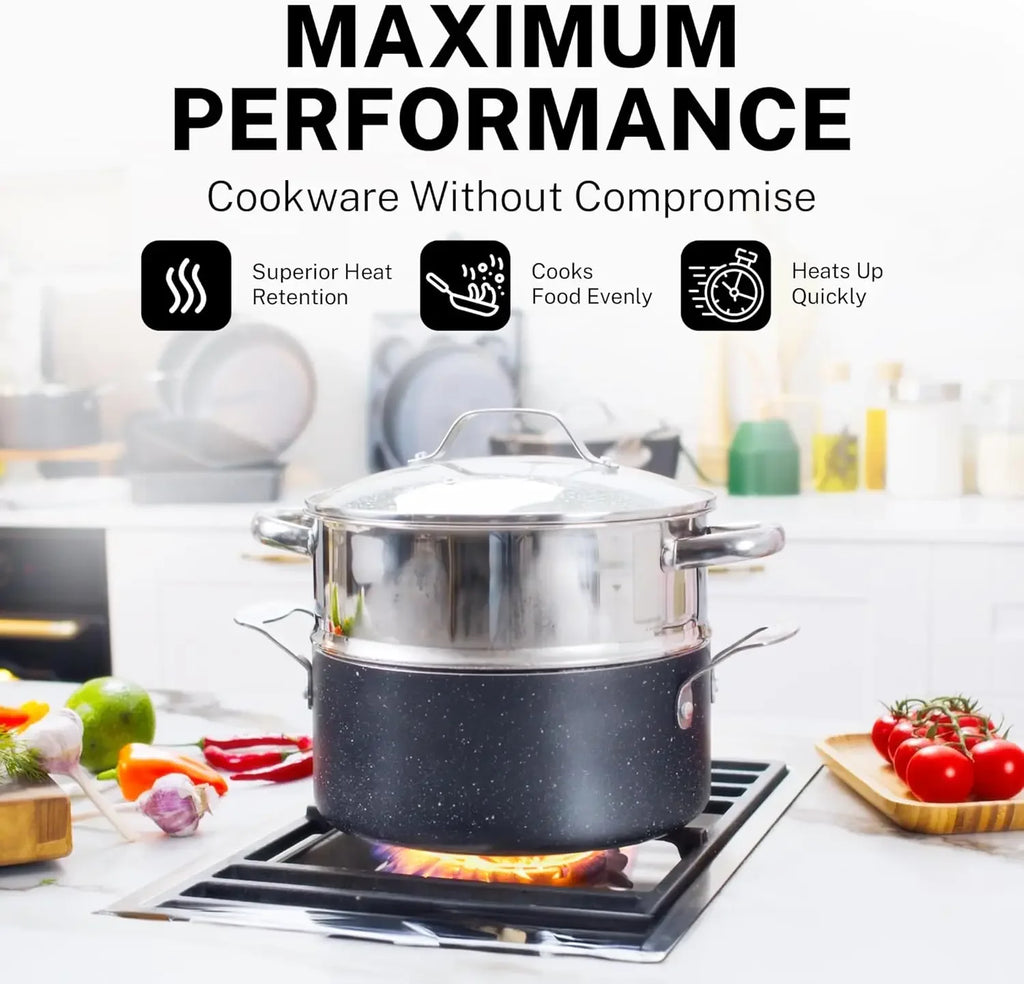 20 Pc  Non Stick Cookware Set , Bakeware, Steamer, Cooking Utensils,