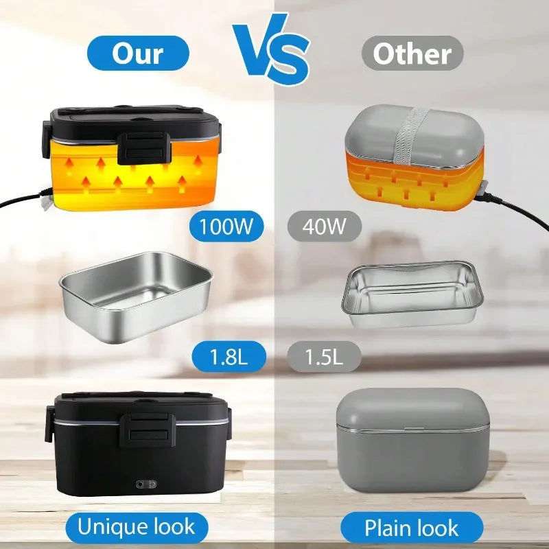 Electric Heated Lunch Box, 1.8l Stainless Steel Food Warmer, Leakproof, with Insulated bag
