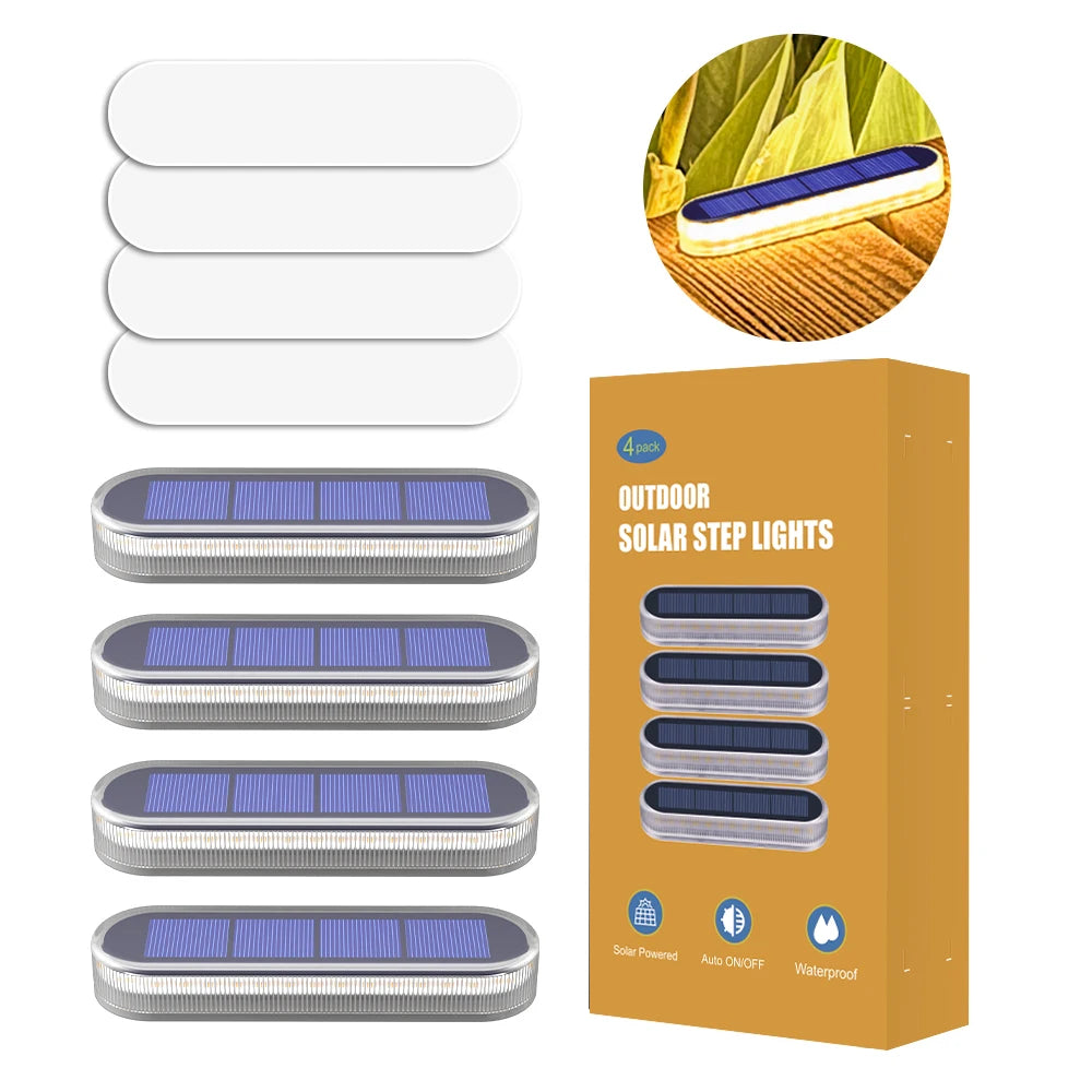 5 Years Lifespan 4 Pack Solar Deck Lights Waterproof Auto On/Off 4 Anti-Pressure LED