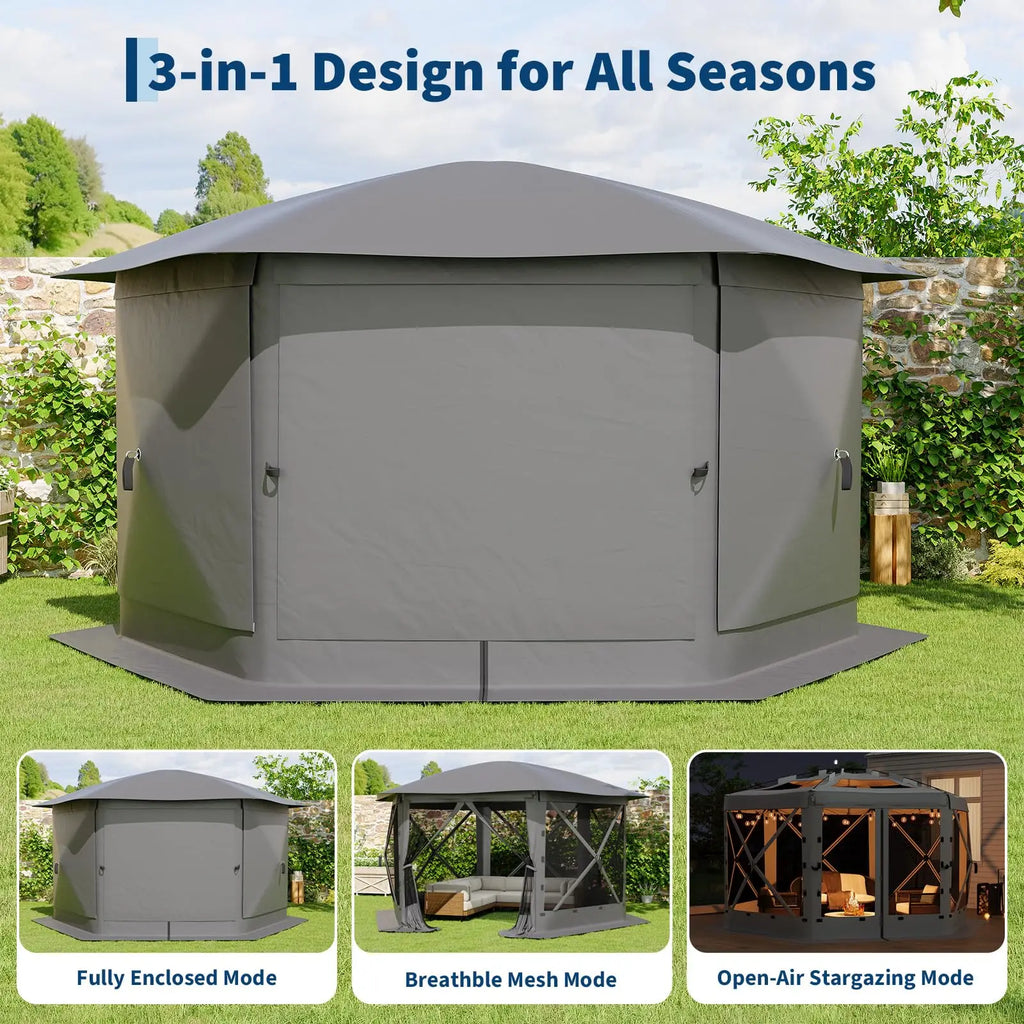 13FT  sided pop up canopy tent with mosquito netting & removeable roof