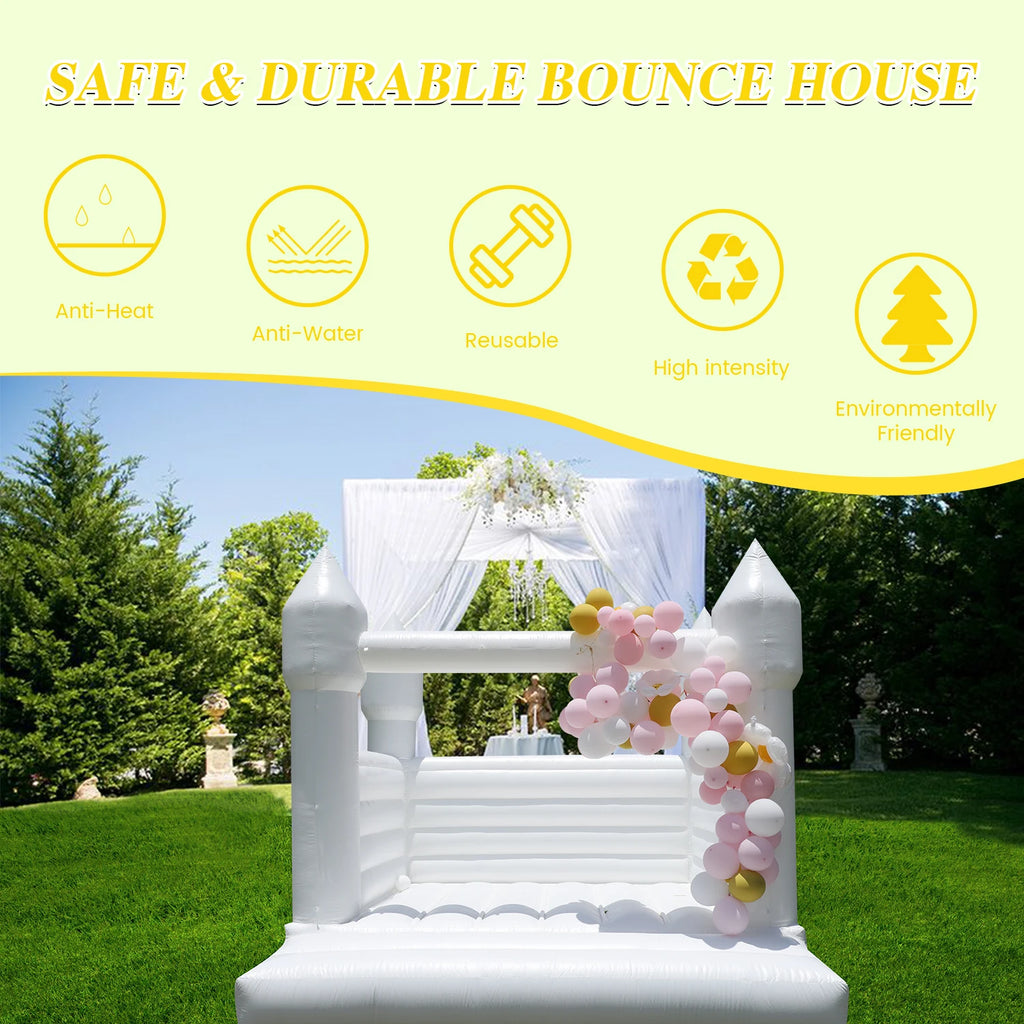 13x12FT Giant Inflatable White Bounce House PVC Bouncy Castle for Wedding Party