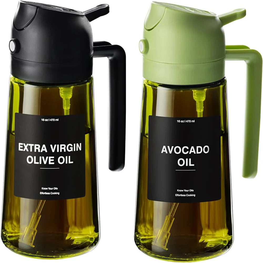 2 in 1 Glass olive Oil cooking Spray Dispenser Bottle W/ Stickers