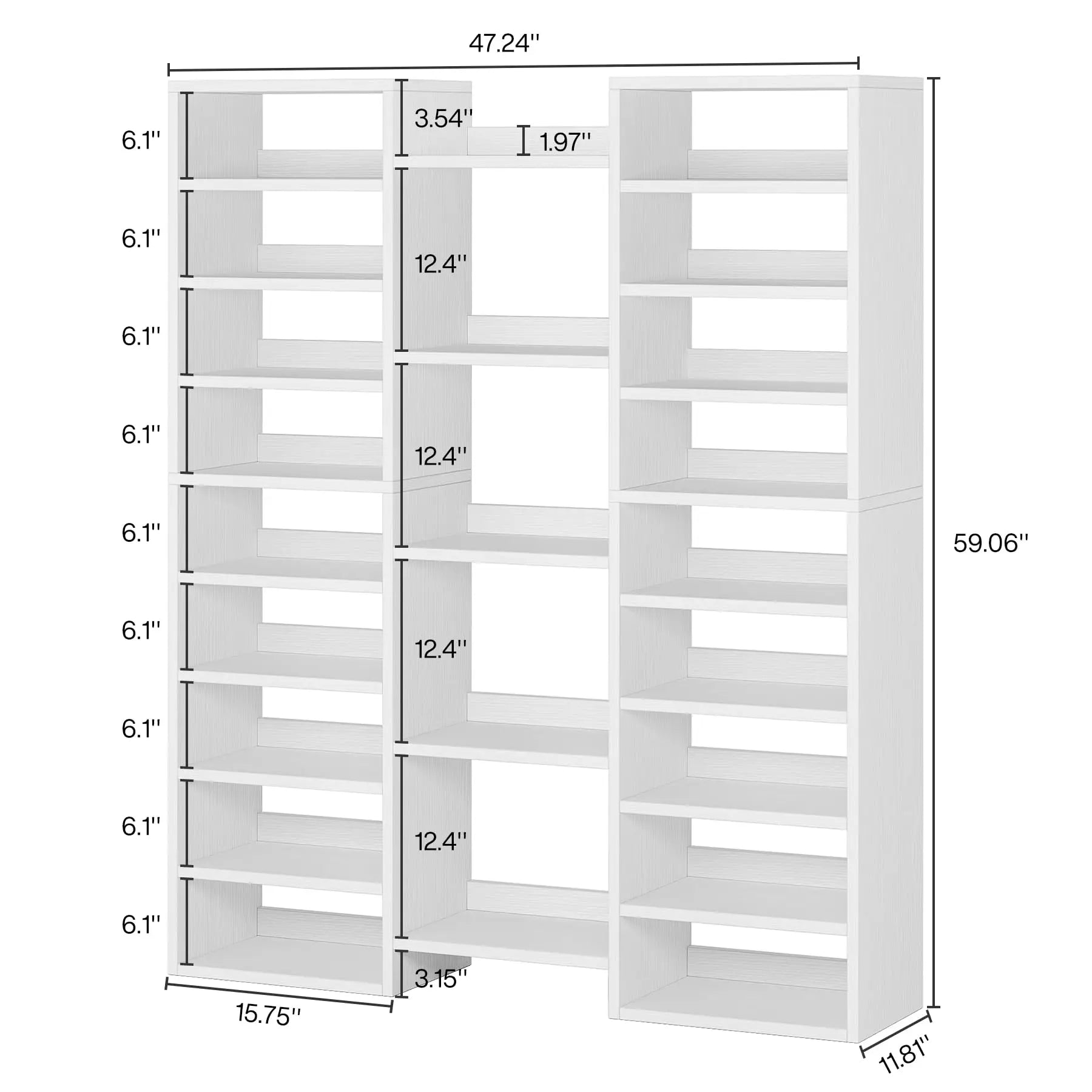 14-Tier , Freestanding White  Tall Shoe Rack with 22 Open Cubbies
