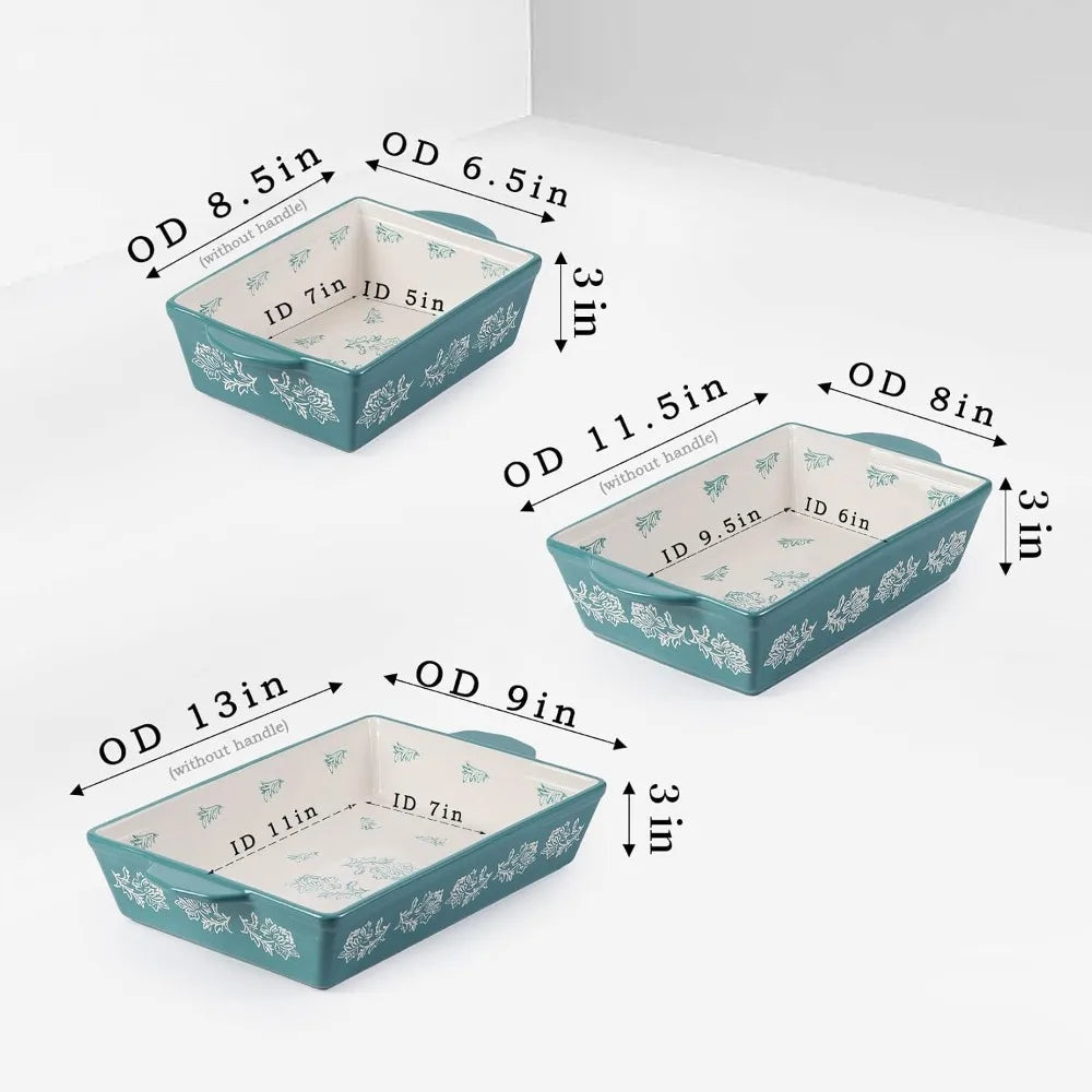 Ceramic Baking Dish Set 3-Piece Casserole Dish for Oven, Microwave & Freezer