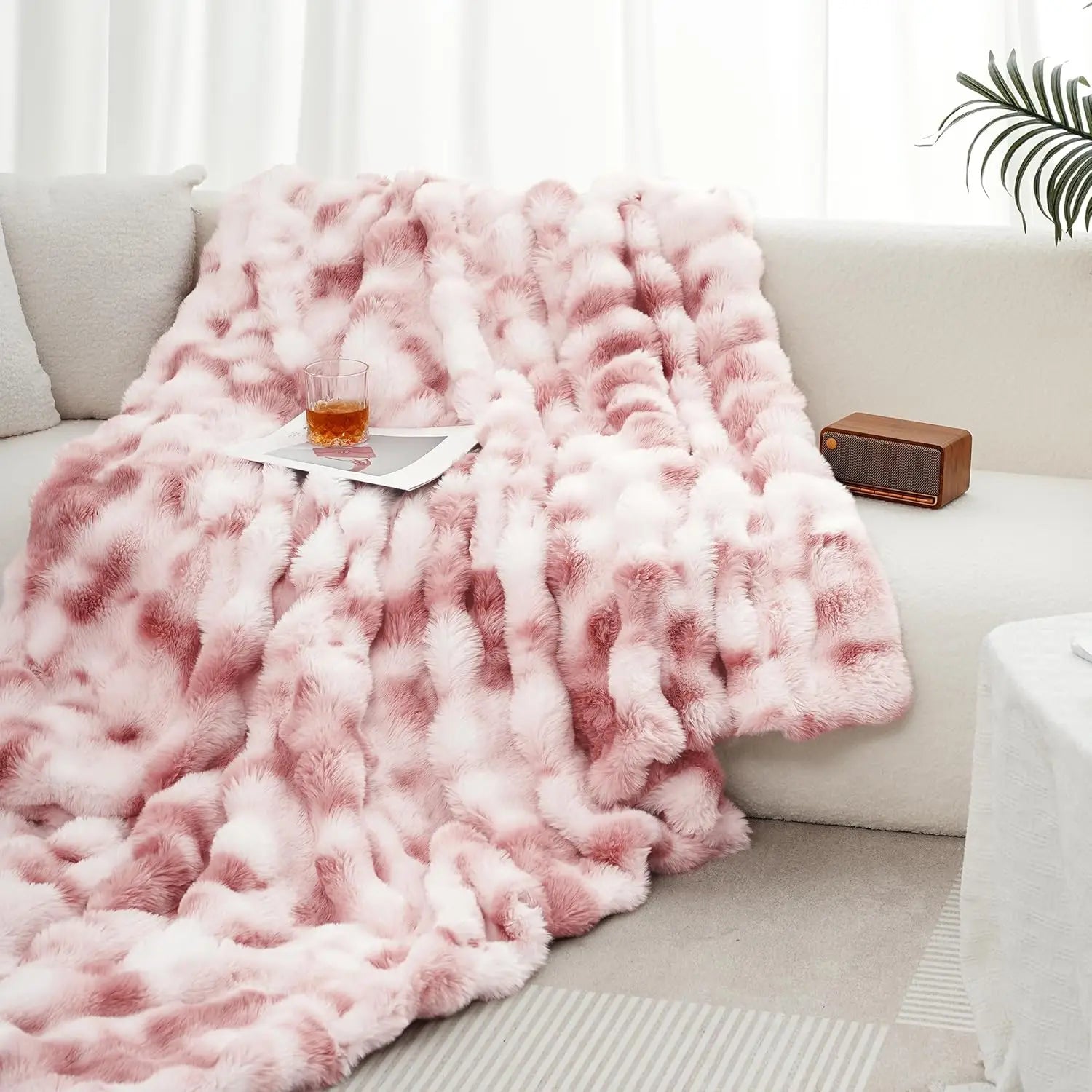 Faux Rabbit Fleece Blanket - Weighted 6 lbs- Bedspread