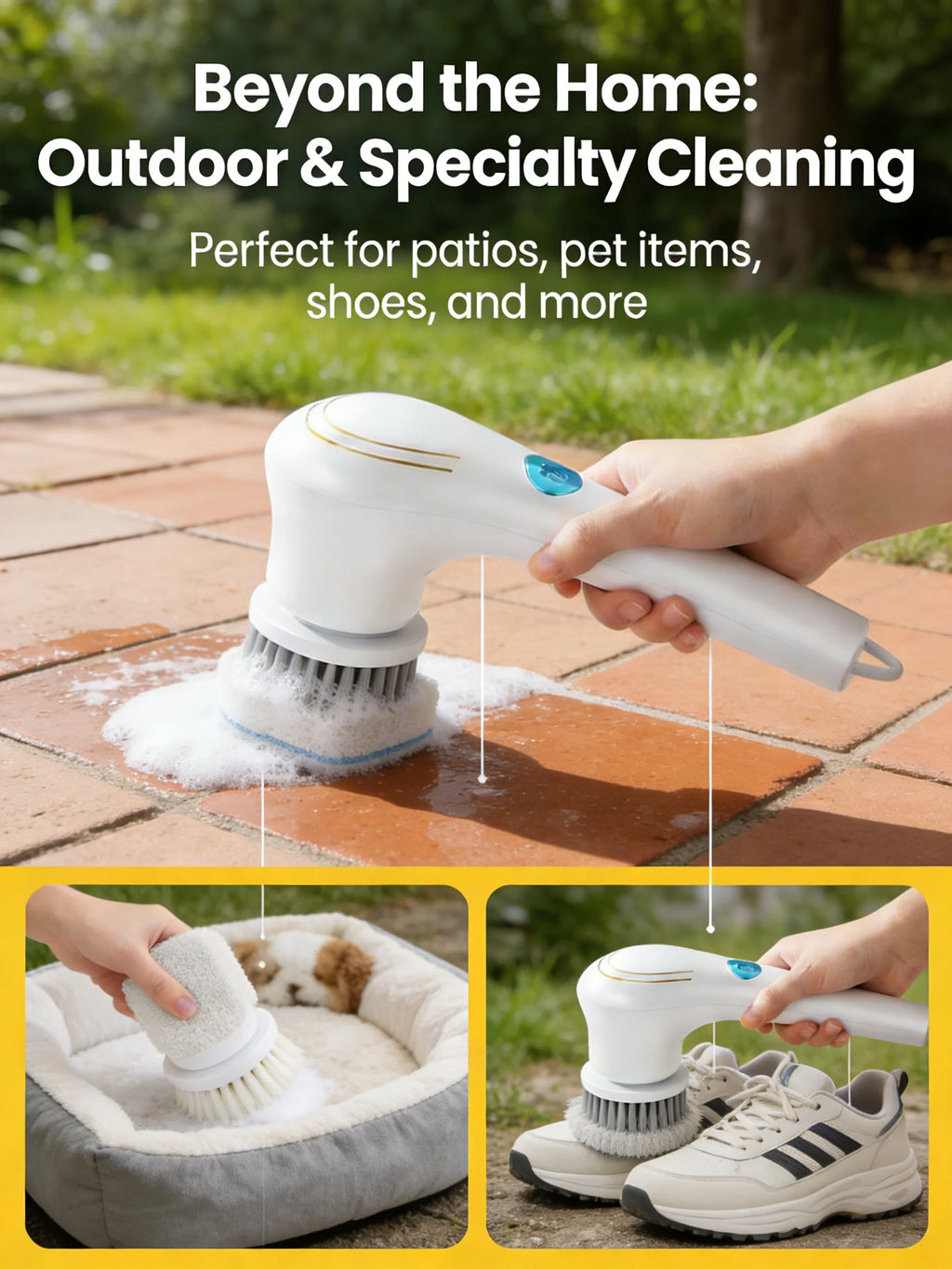 Electric Grease Scrubber, Rechargeable Powerful Cleaning Brush, Handheld Cordless