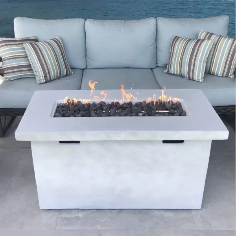 25" H x 42" W Fiber Reinforced Concrete Propane Outdoor Fire Pit Table