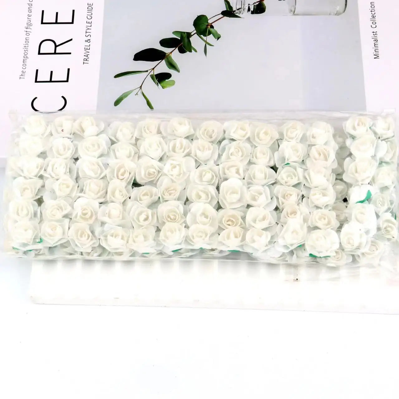 144PCS 1.5 cm Artificial Mini Paper Rose Flower Bouquet