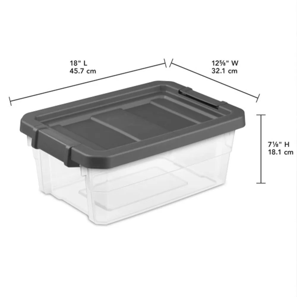 Sterilite 6-Pack 16 Quart Modular Stacker Clear Plastic Storage Bins Latching Lids