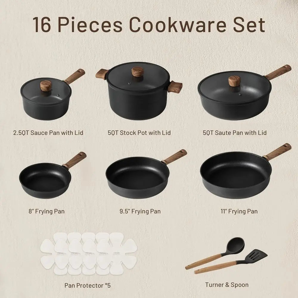 16-Piece Nonstick Cookware Set with Induction-