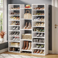 14-Tier , Freestanding White  Tall Shoe Rack with 22 Open Cubbies