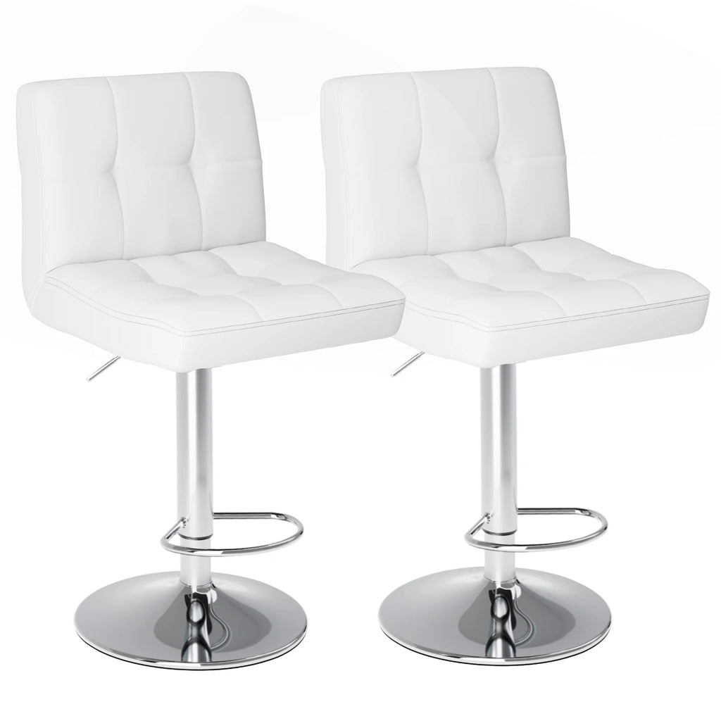 Leather upholstered Bar Stools Set of 2  ,SGS Certified Gas cylinder Comfortable Backrest