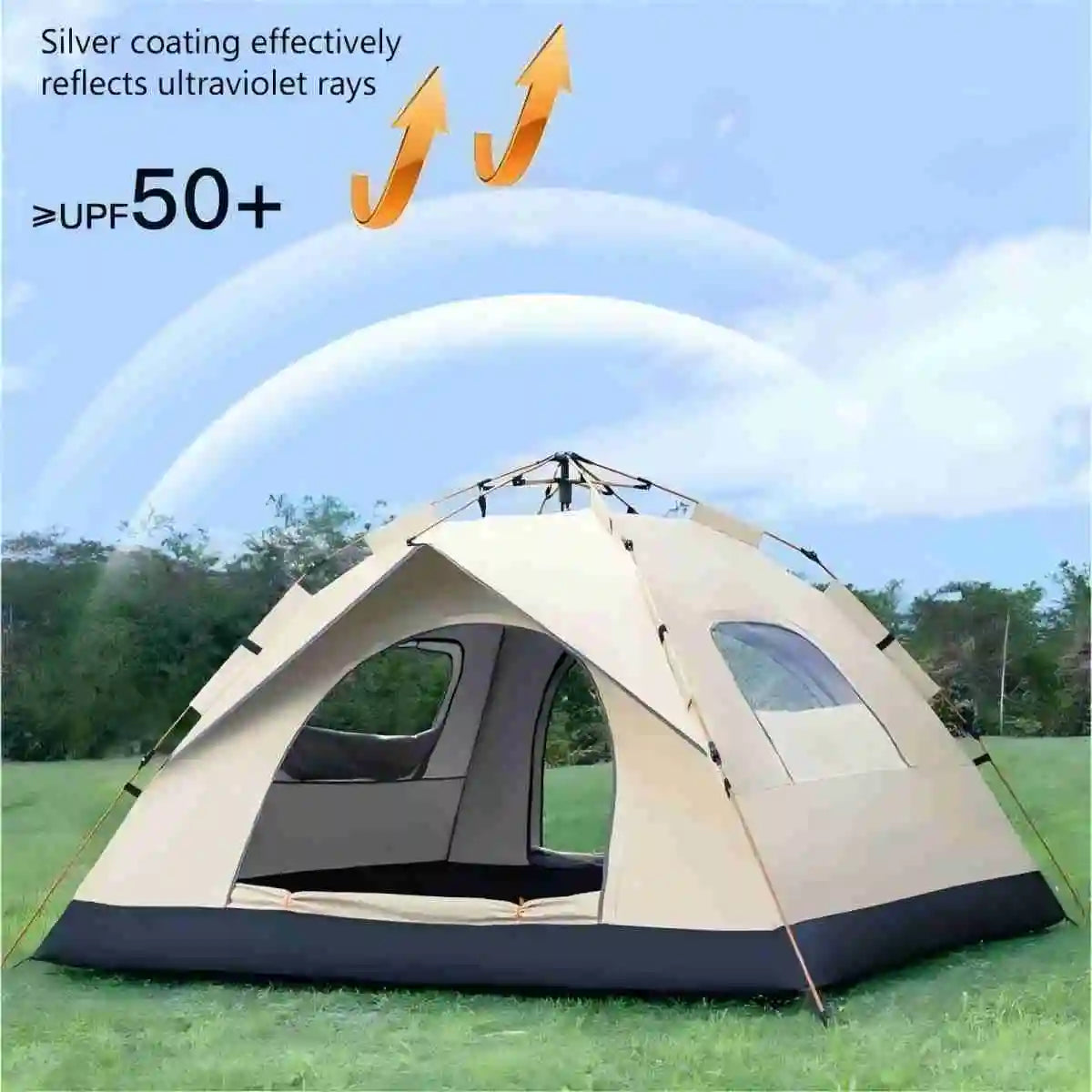 Outdoor Shelter Sunshade Self-Driving Travel Camping Tent Reactive   Two Doors and Two Windows