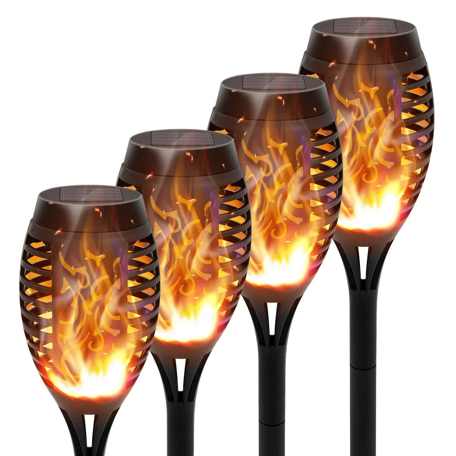 4/6/8/12Pcs Solar LED Flame Torch Light Flickering  Powered For Lawn, Path, Yard & Patio