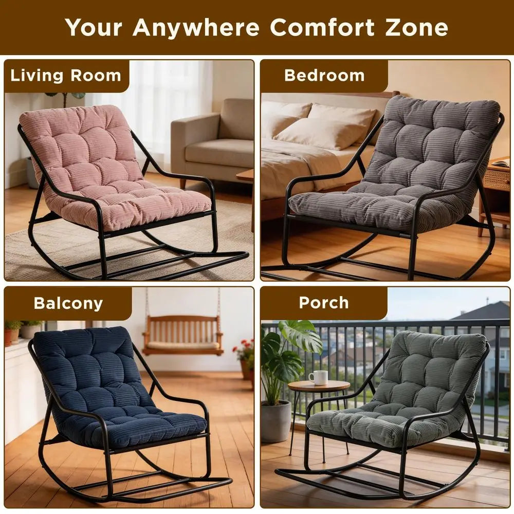 Outdoor Papasan Rocker Chair, Waterproof Comfy lounge Cushion chair, 300lbs