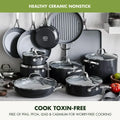 22 Piece Ceramic Nonstick Cookware Set, Hard Anodized,  PFAS Free, Induction Ready,