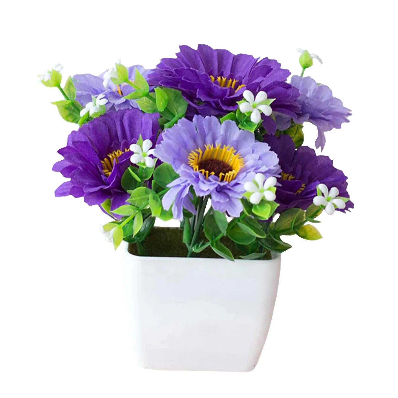 Artificial Flower Pot With Realistic Faux Flowers Chrysanthemum Baby's Breath